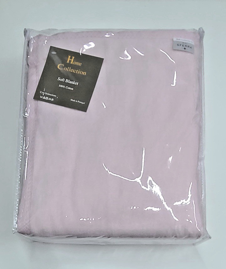 Sferra Home Collection Plush Blanket 8890 King Pink 100% Cotton