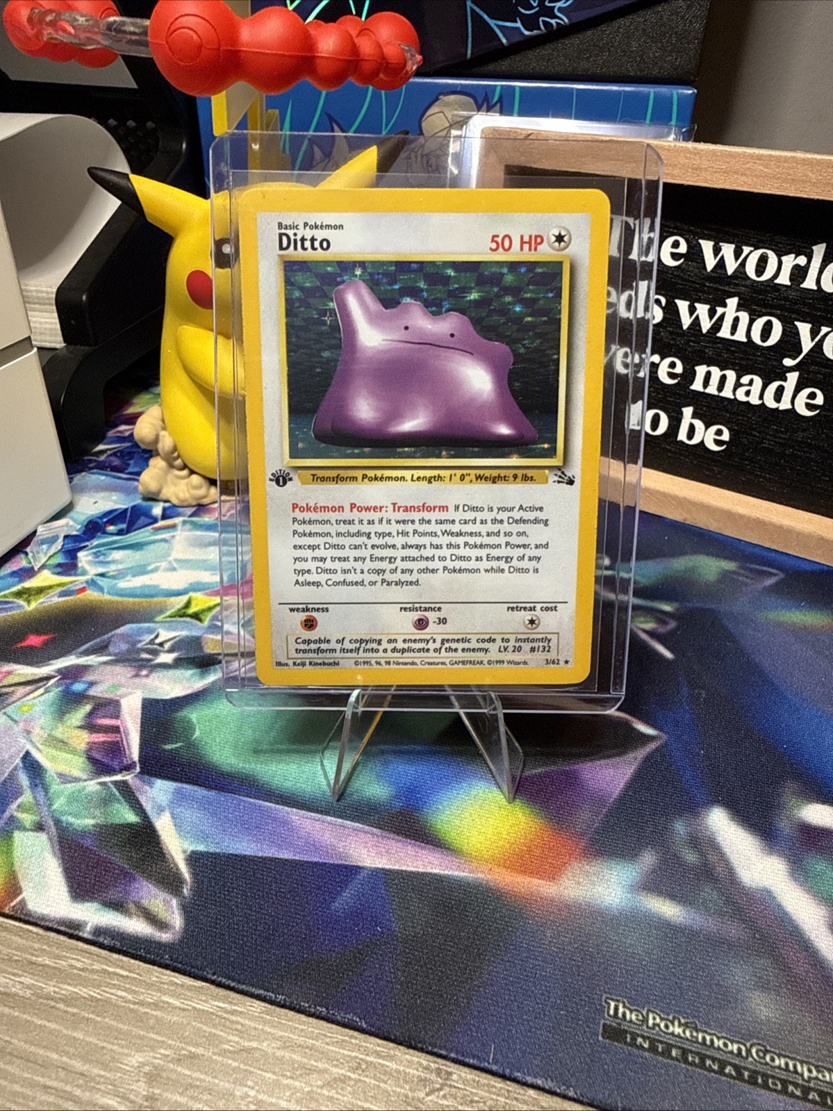 1st Edition Pokémon TCG Ditto Fossil Holo Rare Card 3/62