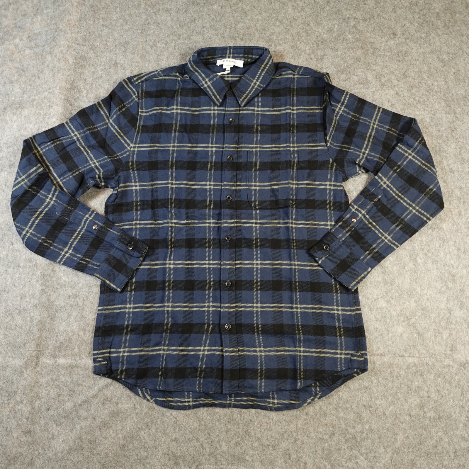 Frame Shirt Mens Small NWT Classic Fit Plaid Flannel Blue Multi Button Long Slv