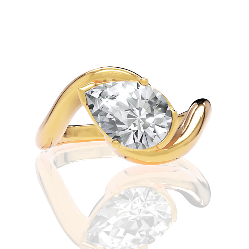 IGI Certified 2.60 CT Pear Cut Lab Grown Bezel-Set Solitaire Engagement Ring
