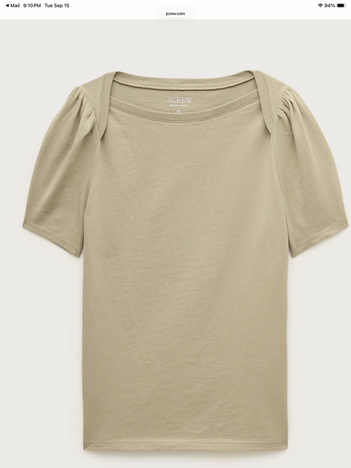 NWT J Crew Vintage Jersey Puff-sleeve T-shirt Tee Top