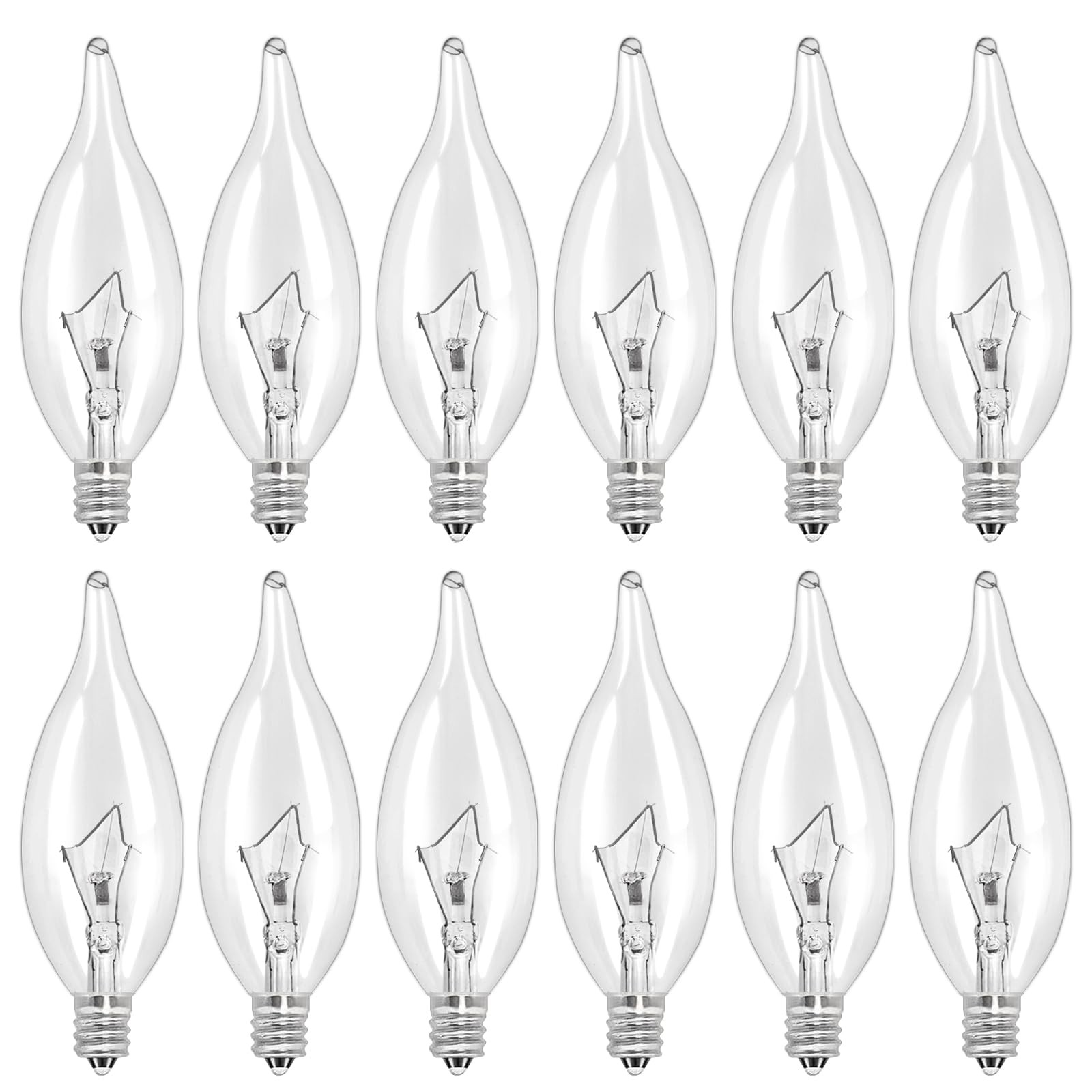 LinMiFo 12-Pack E12 B10 Clear Candelabra Base Bulb, 60W 120V Sw-60watt