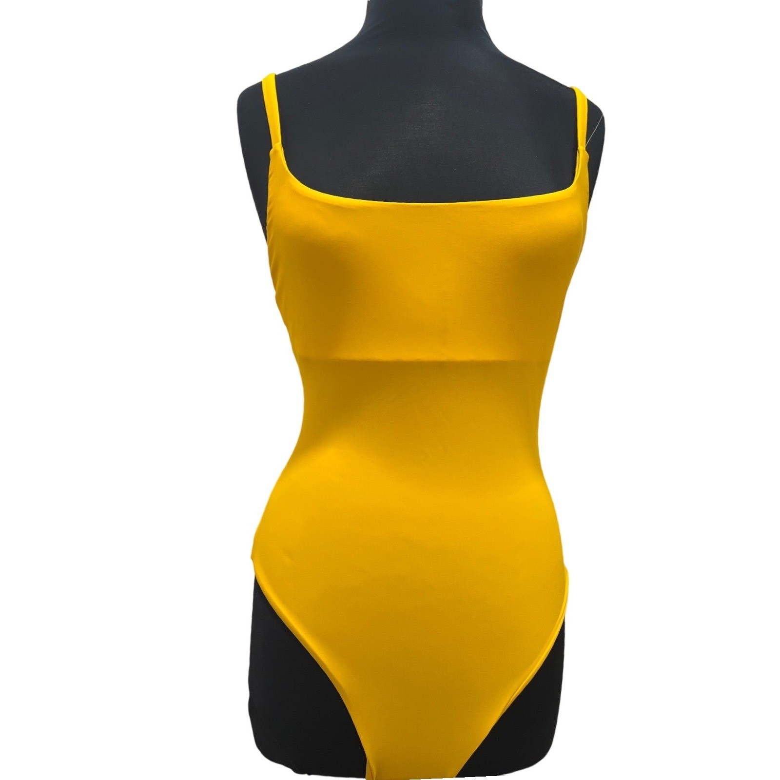 Vince Women Aprico Yellow Square Neck One Piece Swimsuit SWVC114 Size L NWT