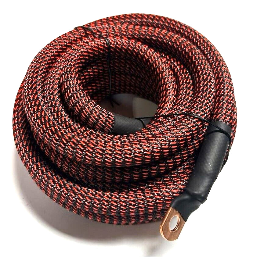 17ft 1/0 Gauge BLACK/RED SNAKESKIN OFC Wire Strands Copper Marine Cable AWG