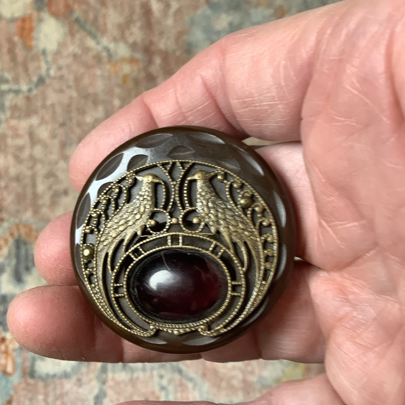 Vintage 1930s Bakelite Button Art Nouveau Fantasy Fairy Core Not Tested