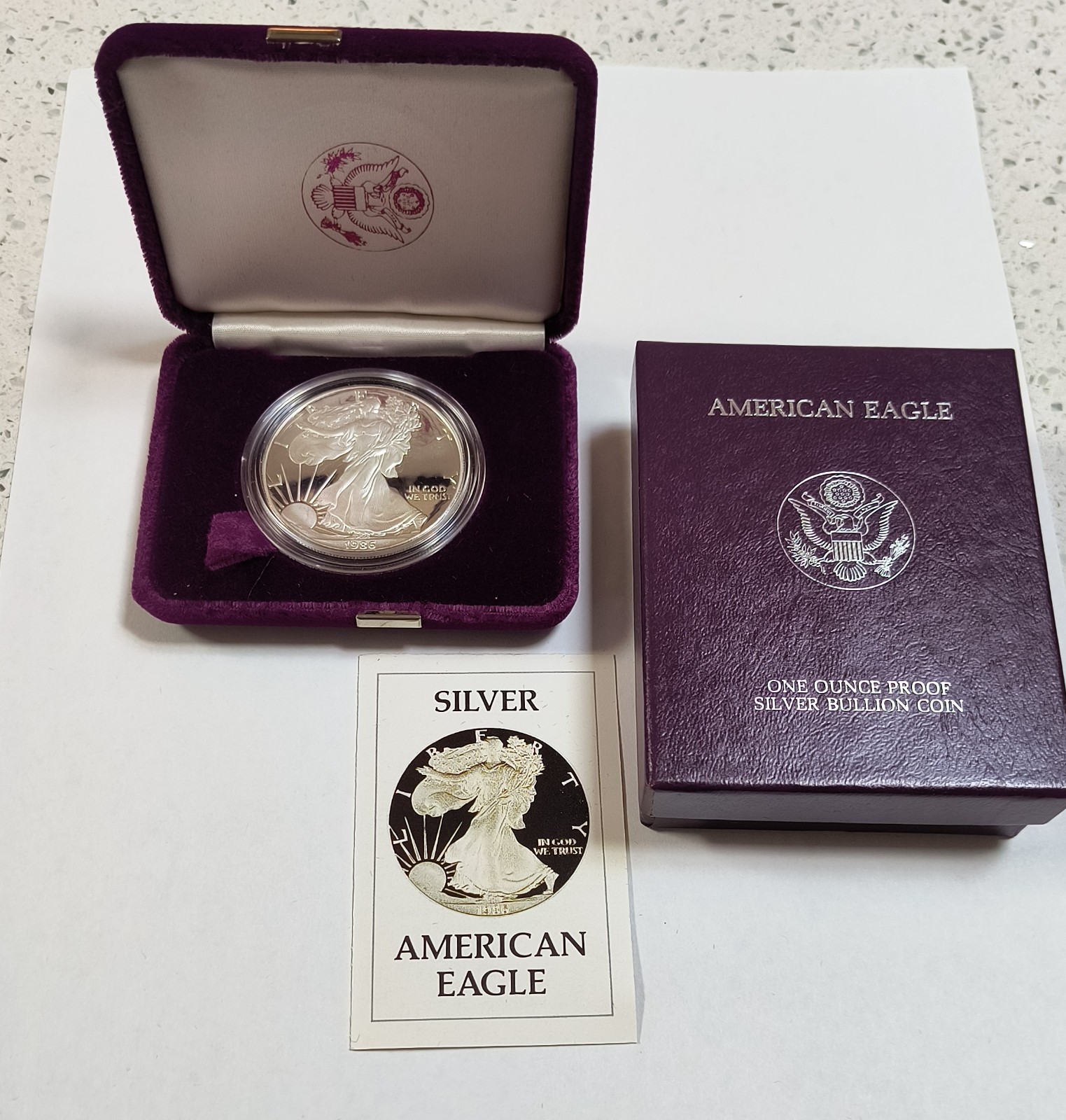 1986-S Proof American Silver Eagle Dollar $1 Box & COA US Mint Bullion OGP 1986-S Proof American Silver Eagle Dollar $1 Box & COA US Mint Bullion OGP