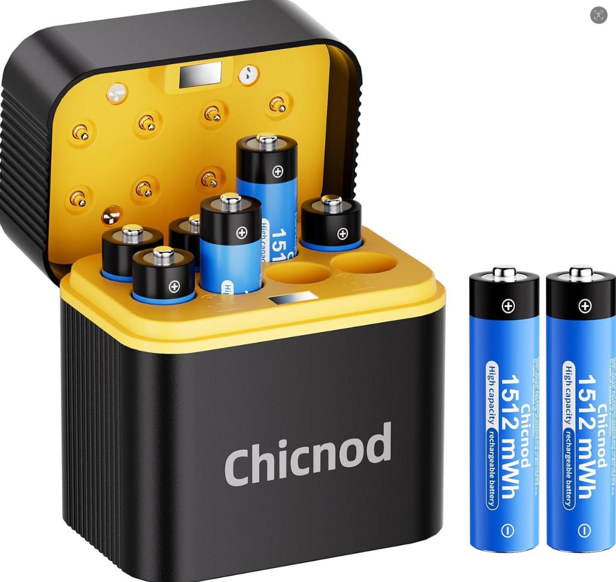 1.5V Chicnod 1512mWh Rechargeable 8x AAA Lithium Batteries with Fast Charger Box