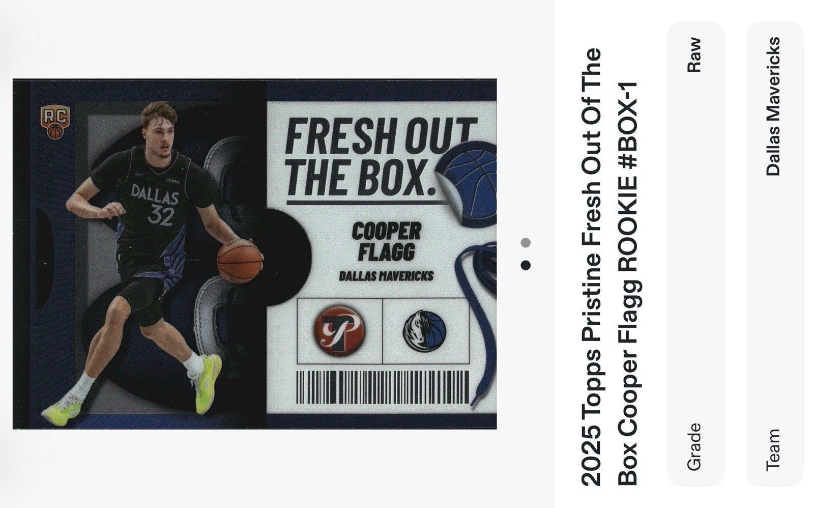Topps 2025-2026 NBA Basketball Pristine Cooper Flagg fresh Out The Box Insert