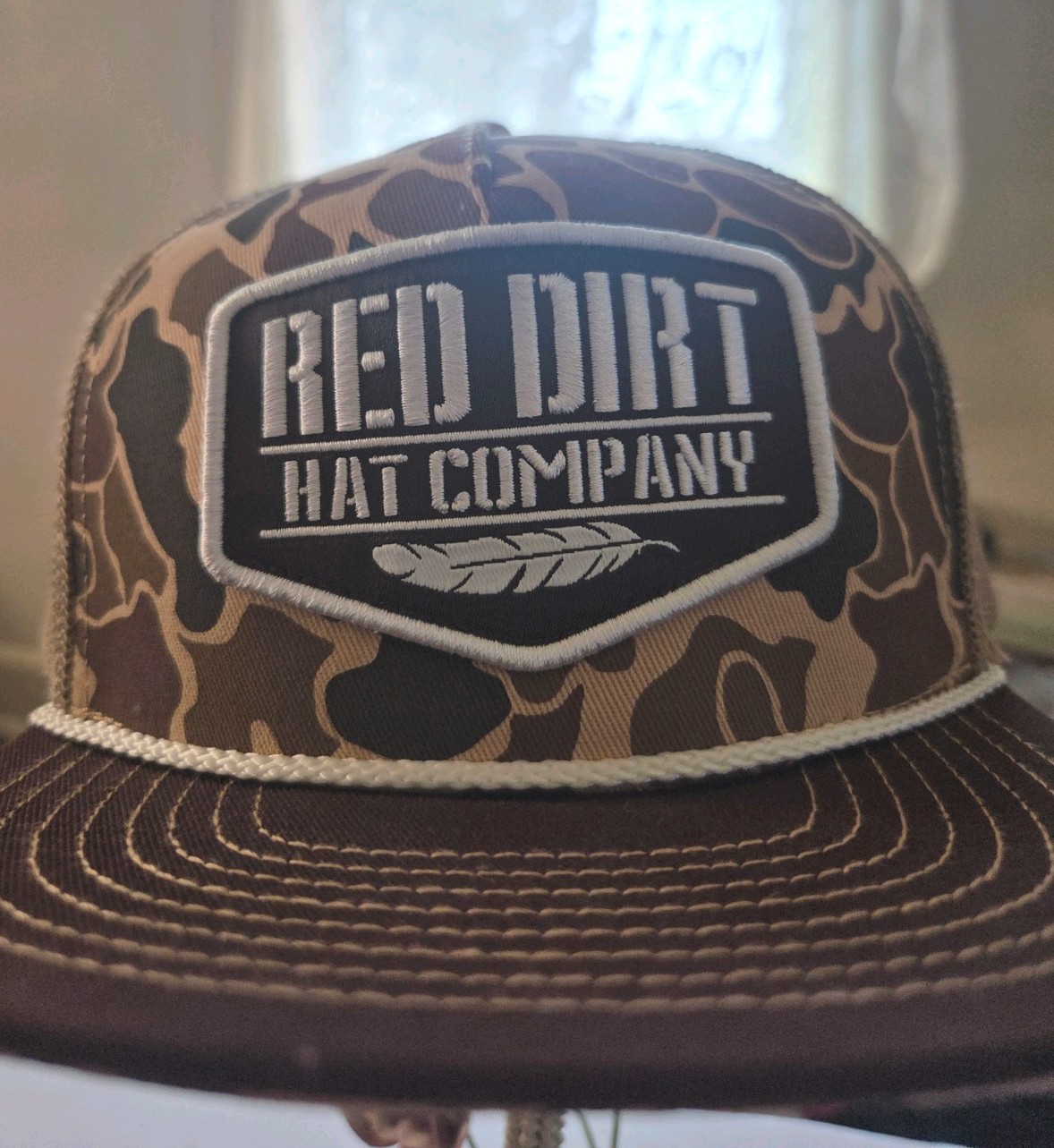 Red Dirt Hat Co Old Skool Duck Camo Trucker Hat Snapback Cap Brown Tan NWOT