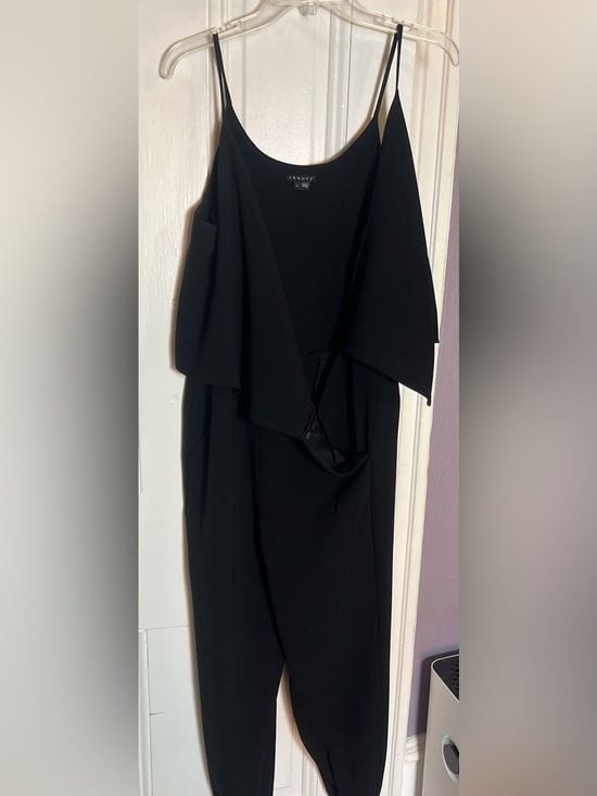 Theory Black Draped Jumpsuit with Spaghetti Straps