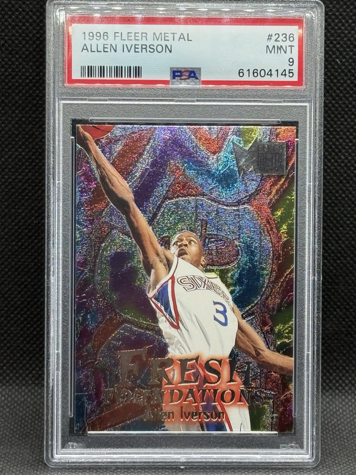 1996-97 Fleer Metal Fresh Foundations Allen Iverson 76ers #236 RC PSA 9 Mint