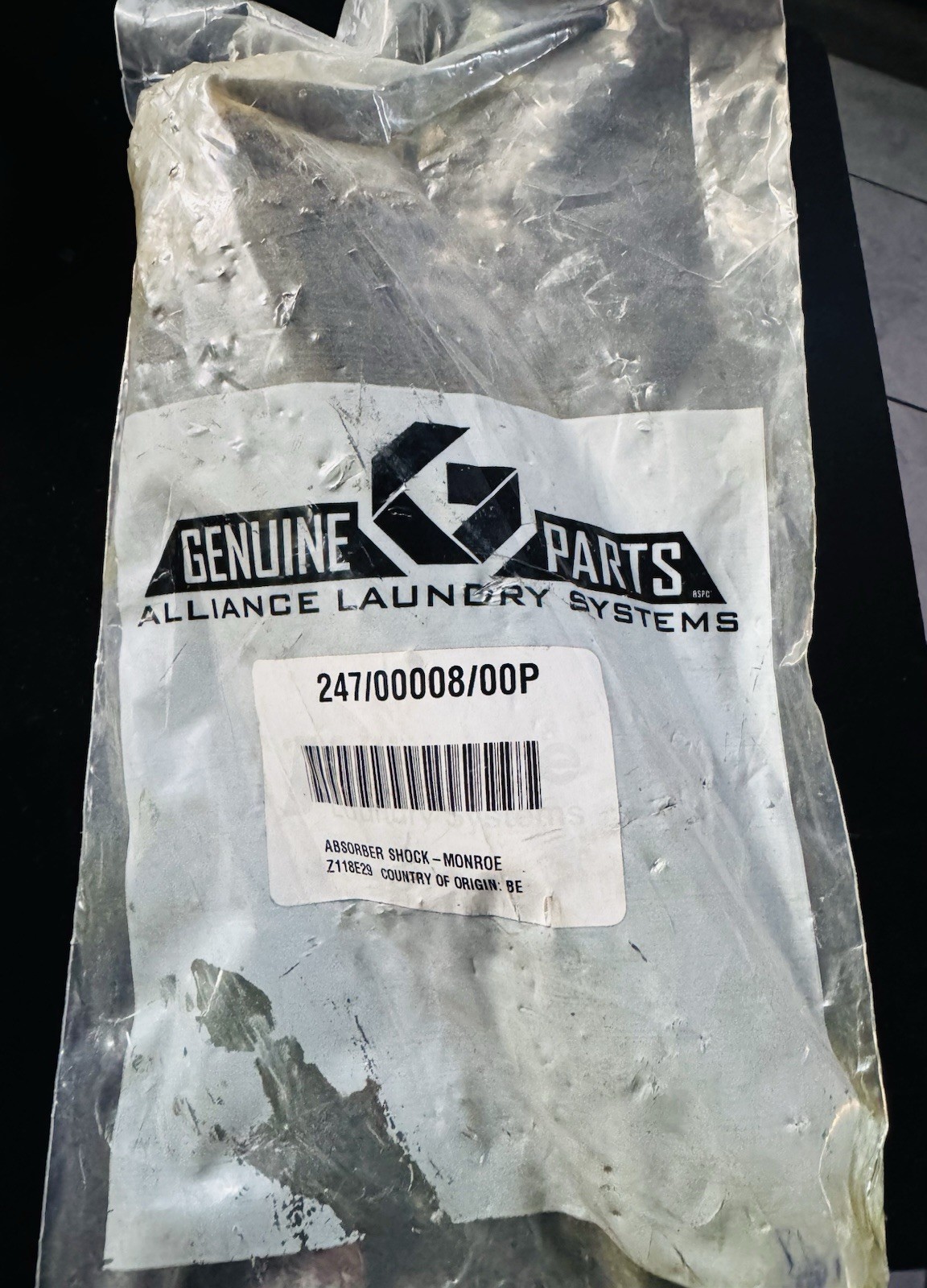 Alliance Laundry Systems Washer Shock Absorber Black 247/00008/00P OEM Alliance Laundry Systems Washer Shock Absorber Black 247/00008/00P OEM