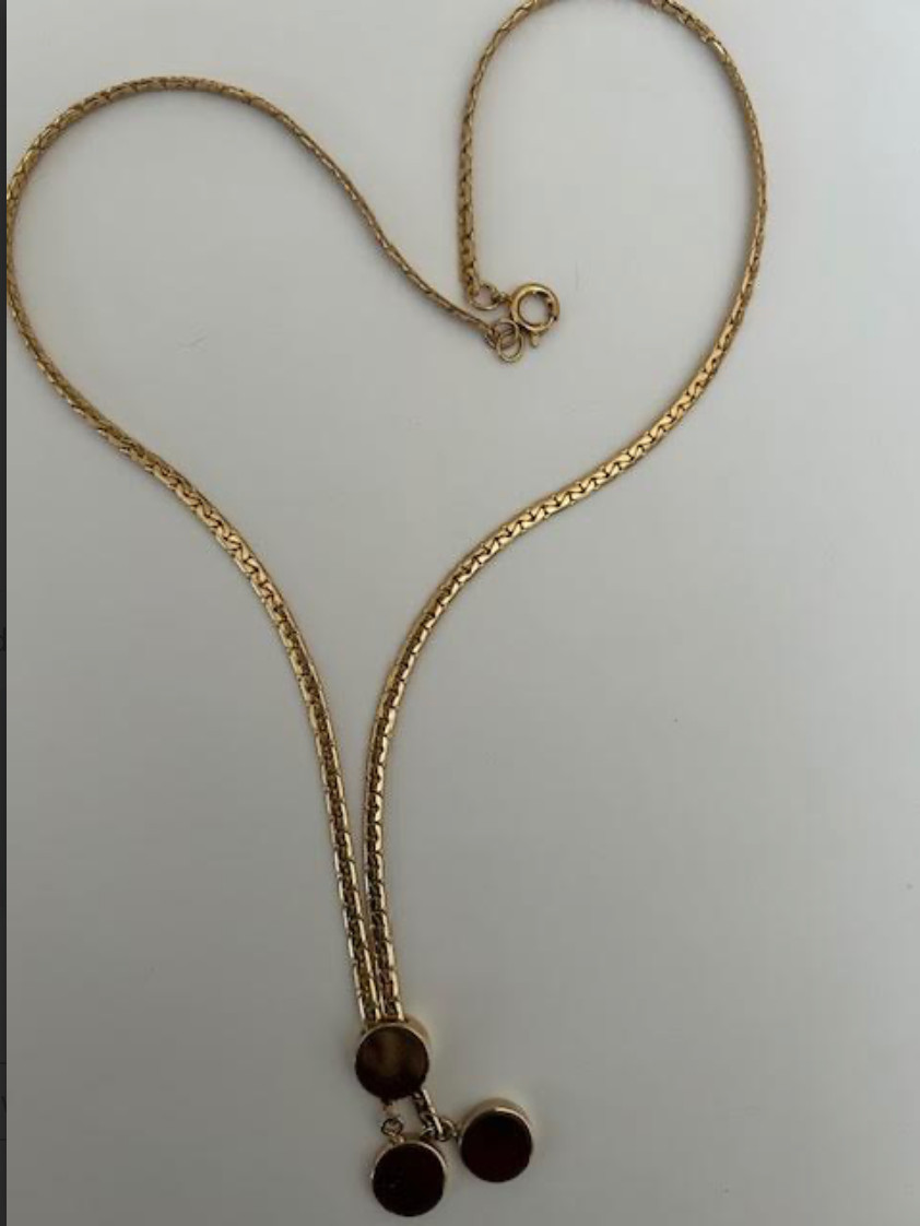 VINTAGE GOLD TONE LARIAT STYLE ADJUSTABLE NECKLACE 24\ VINTAGE GOLD TONE LARIAT STYLE ADJUSTABLE NECKLACE 24\
