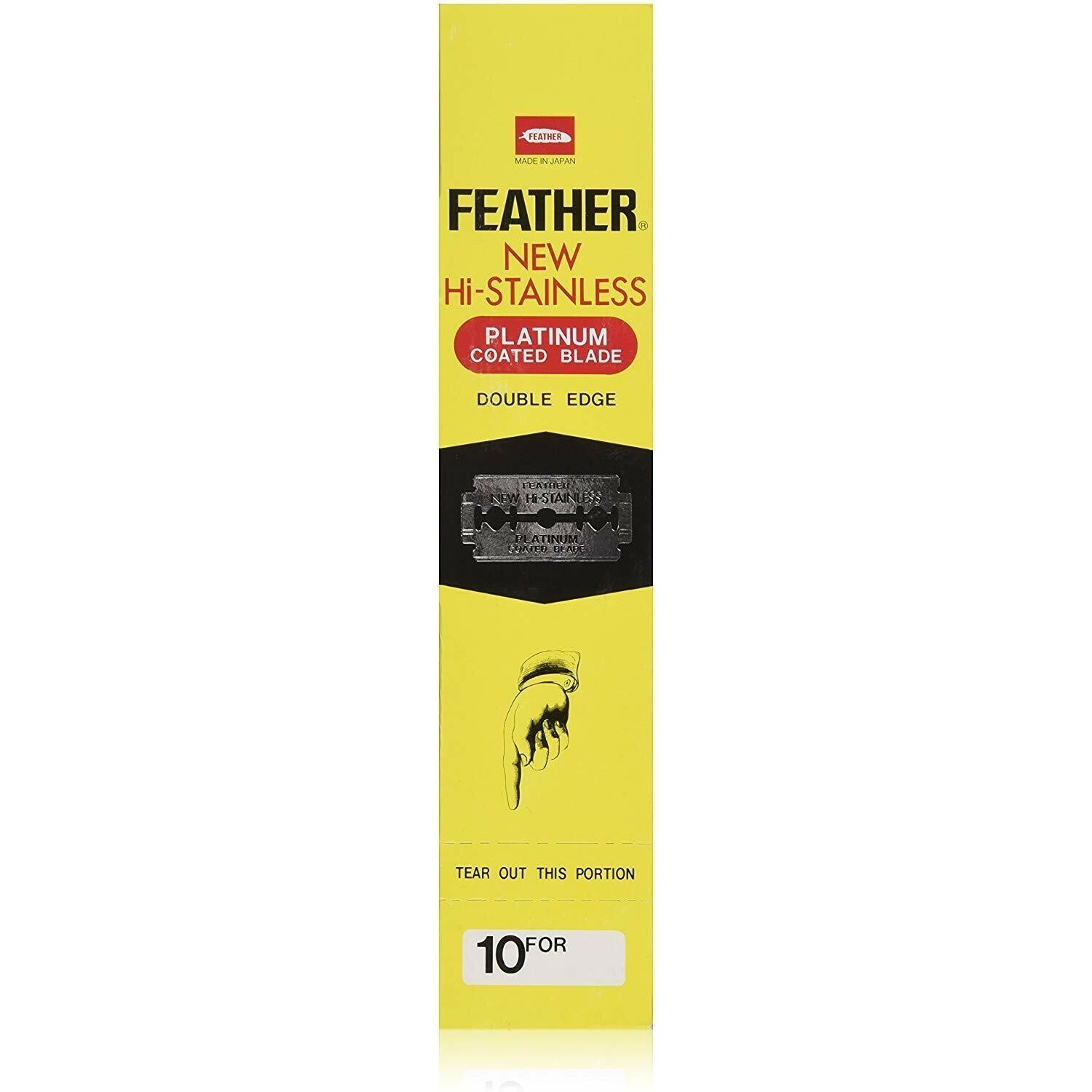 200X Feather Double Edge Razor Blades Platinum Coated Hi-Stainless Steel Jpn Ma
