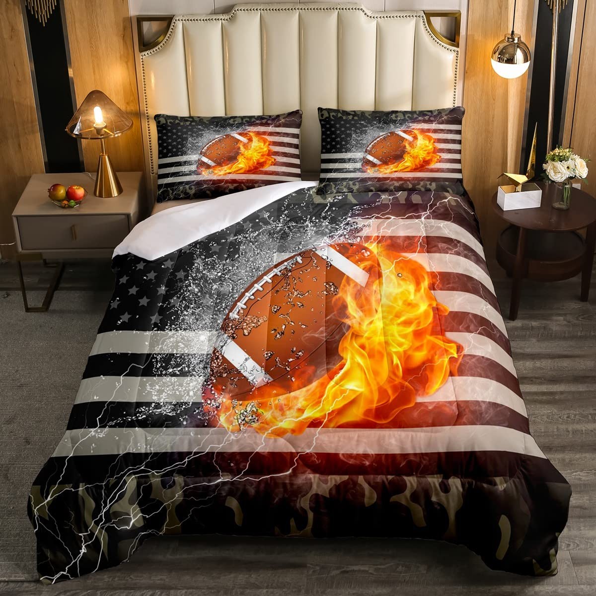 Erosebridal Camouflage Comforter Set Boys, American Football Quilted Duvet Full