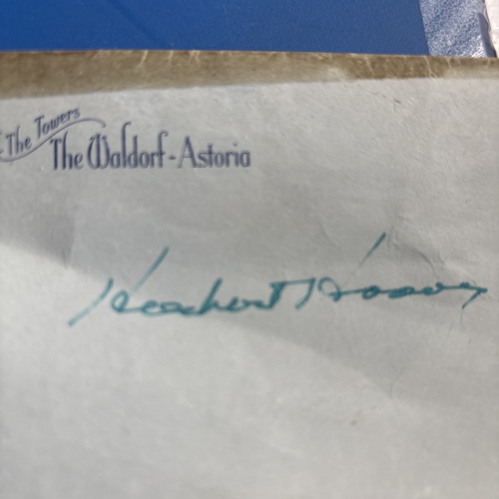 HERBERT HOOVER signed Waldorf Astoria stationary notecard 31st U.S. PRESIDENT