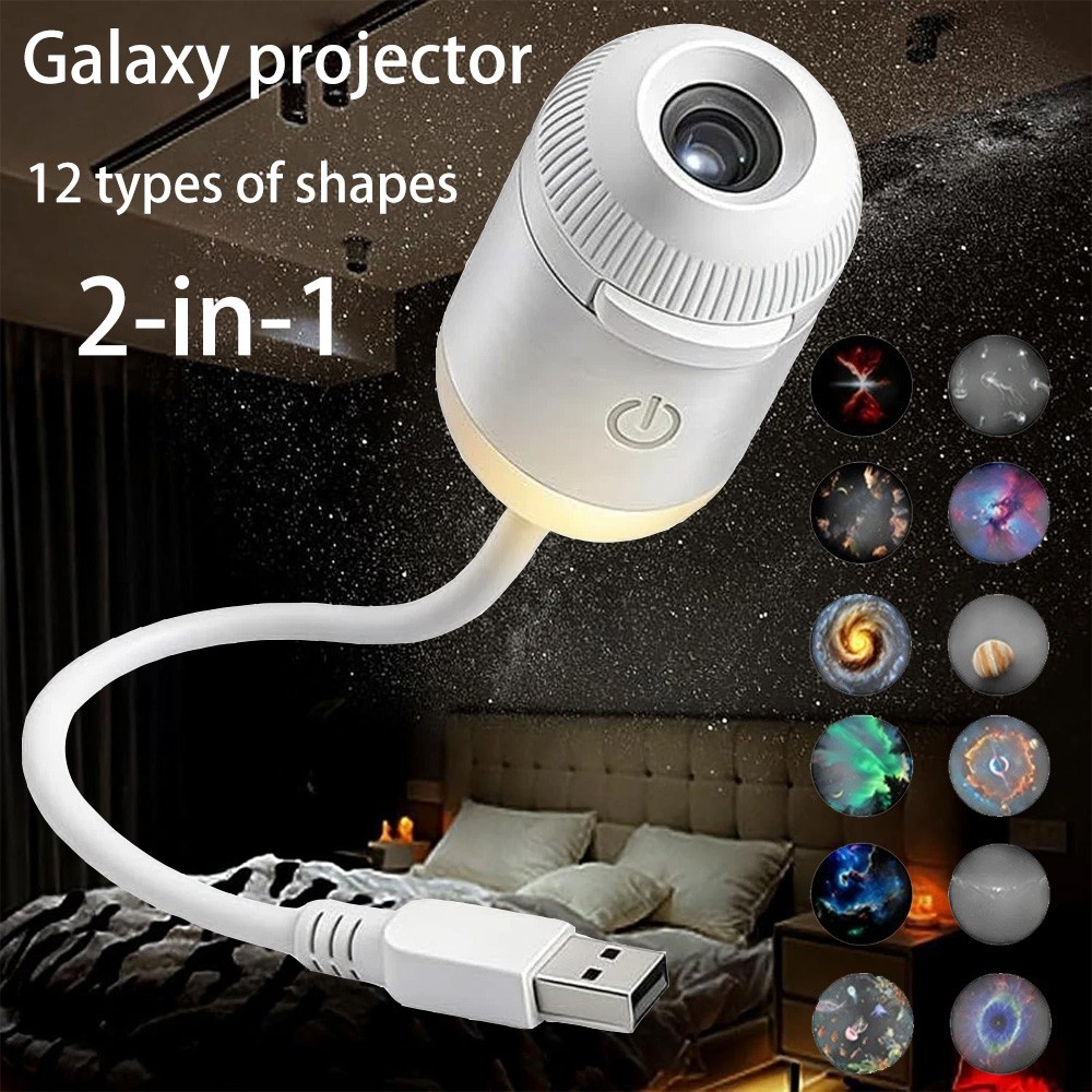 Plug and Play HD Star Projector Night Light, USB Galaxy Ocean Ceiling Projector
