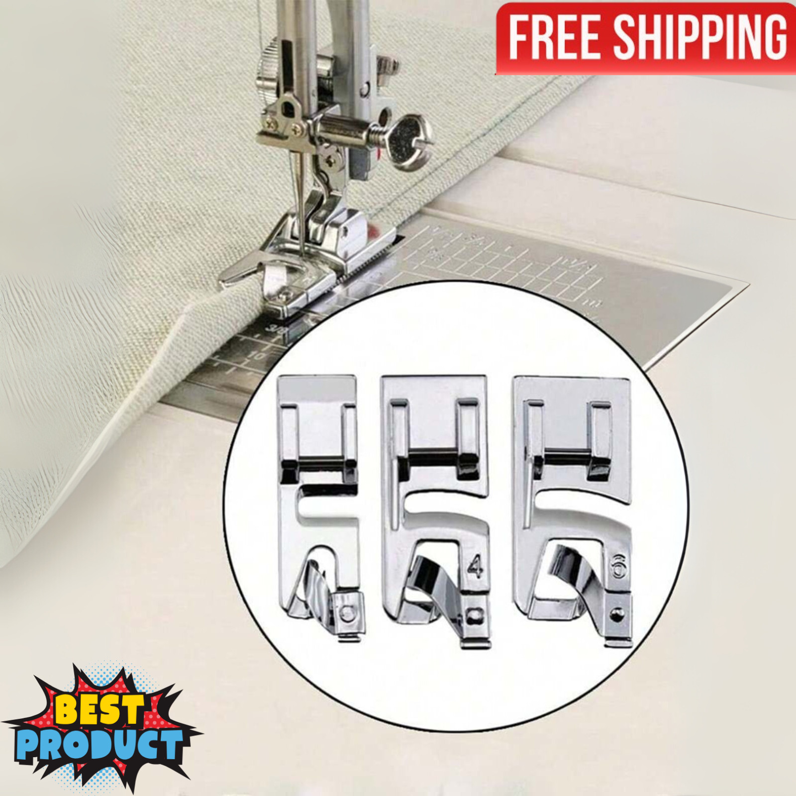 3PCS Narrow Rolled Hem Sewing Machine Presser Foot Set 3/4/6mm For DIY Crafts 3PCS Narrow Rolled Hem Sewing Machine Presser Foot Set 3/4/6mm For DIY Crafts