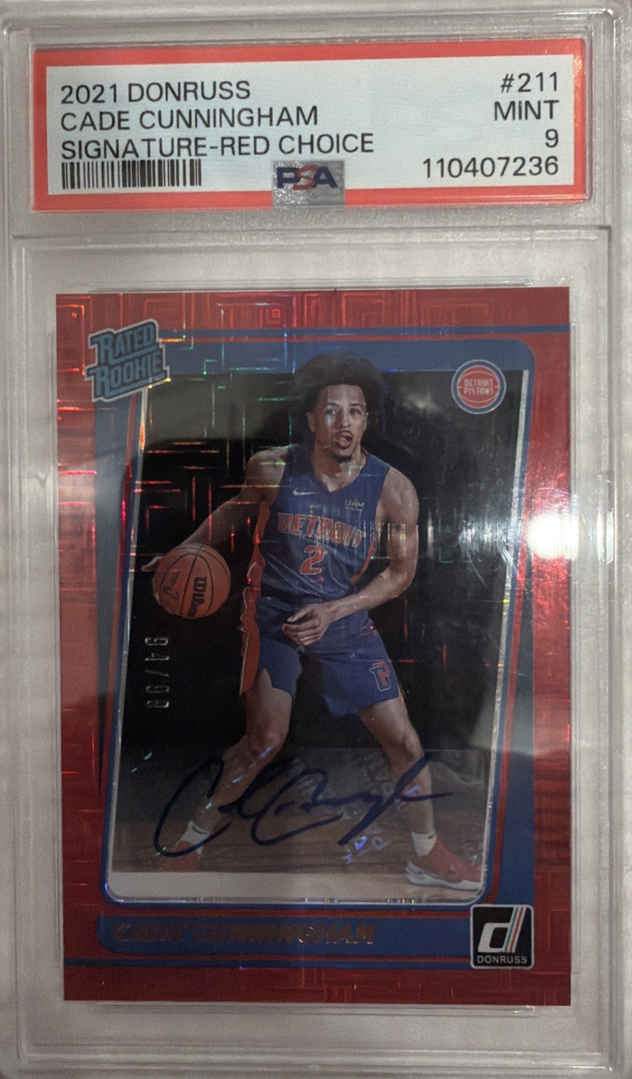 2021 Panini Donruss - Rated Rookie Cade Cunningham #211 Red Choice Signature/99 2021 Panini Donruss - Rated Rookie Cade Cunningham #211 Red Choice Signature/99