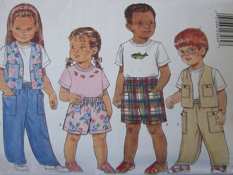 4457 Vintage Butterick SEWING Pattern Childrens Boy Girl Top Vest Pants OOP Play