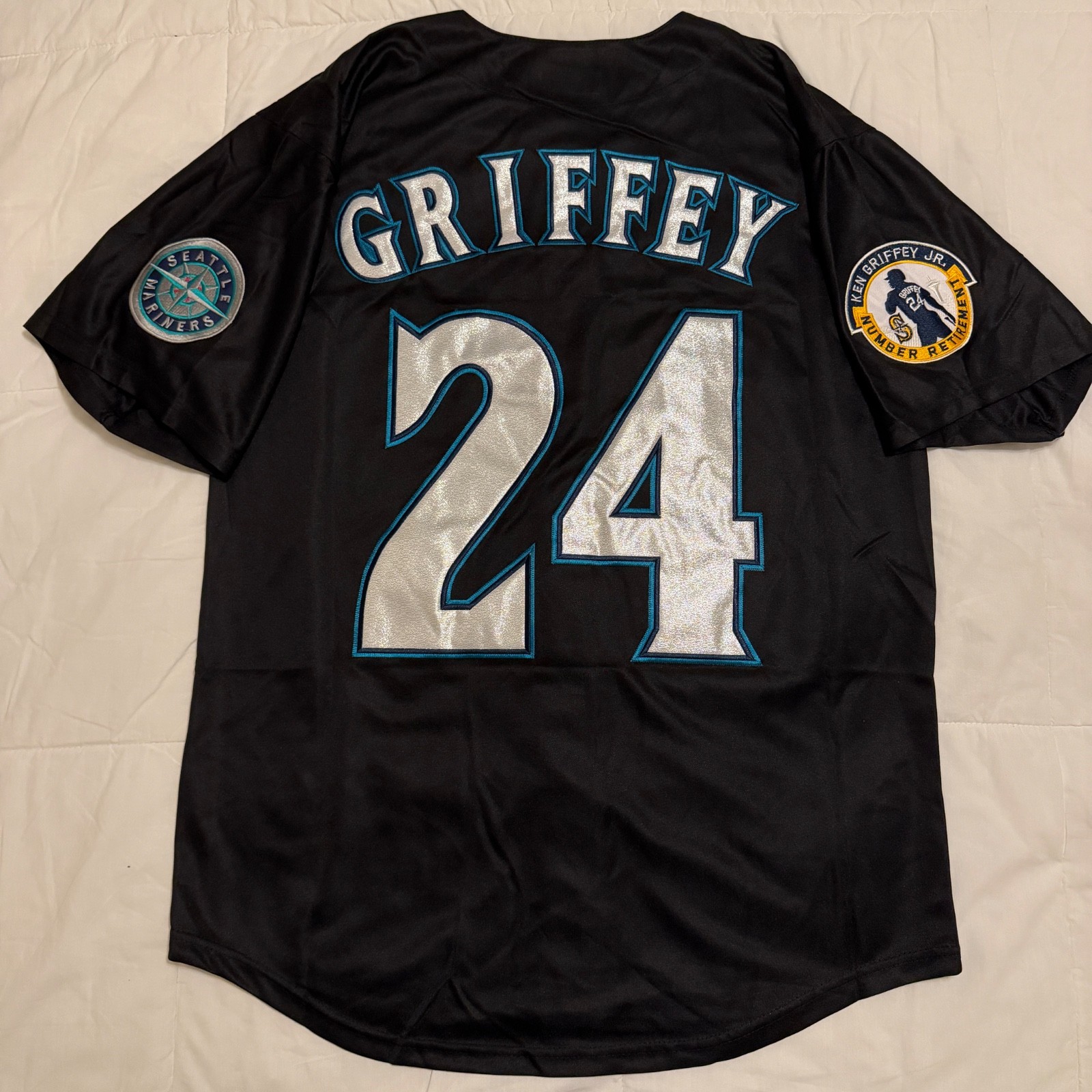 Ken Griffey Seattle Mariners Black Stitched Mens Jersey Retirement Patch Ken Griffey Seattle Mariners Black Stitched Mens Jersey Retirement Patch