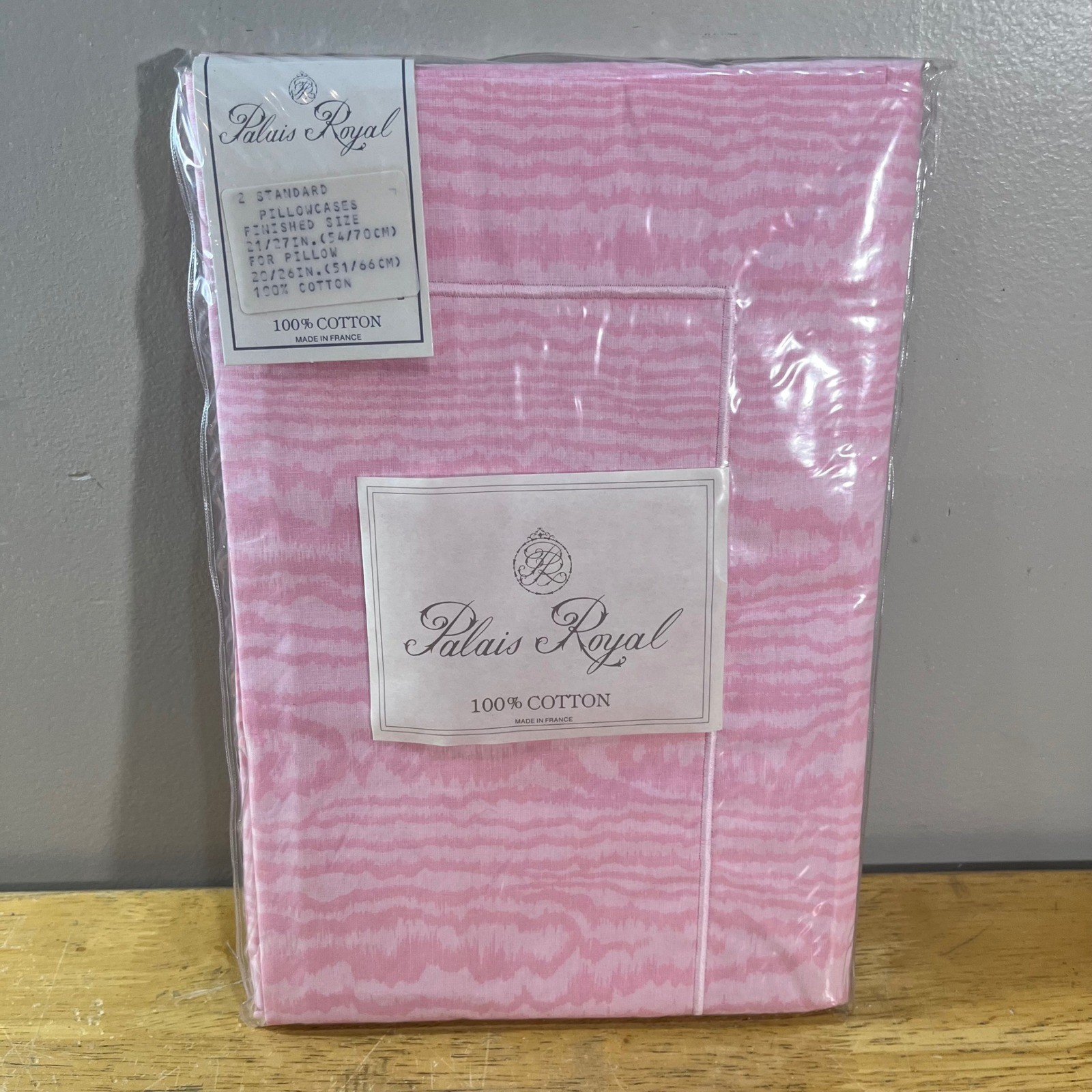 Palais Royal Pillowcases Standard Pink Vtg French Cotton Moire Set of 2 NEW