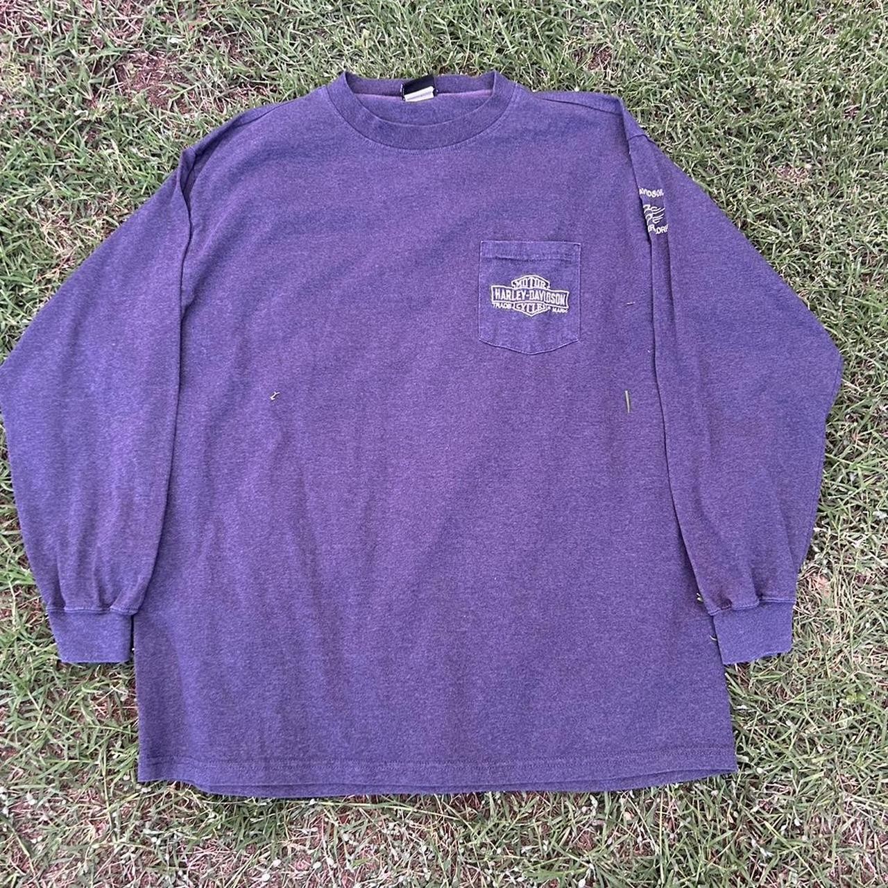 Vintage Harley-Davidson Embroidered Long Sleeve Shirt Purple Mens XL