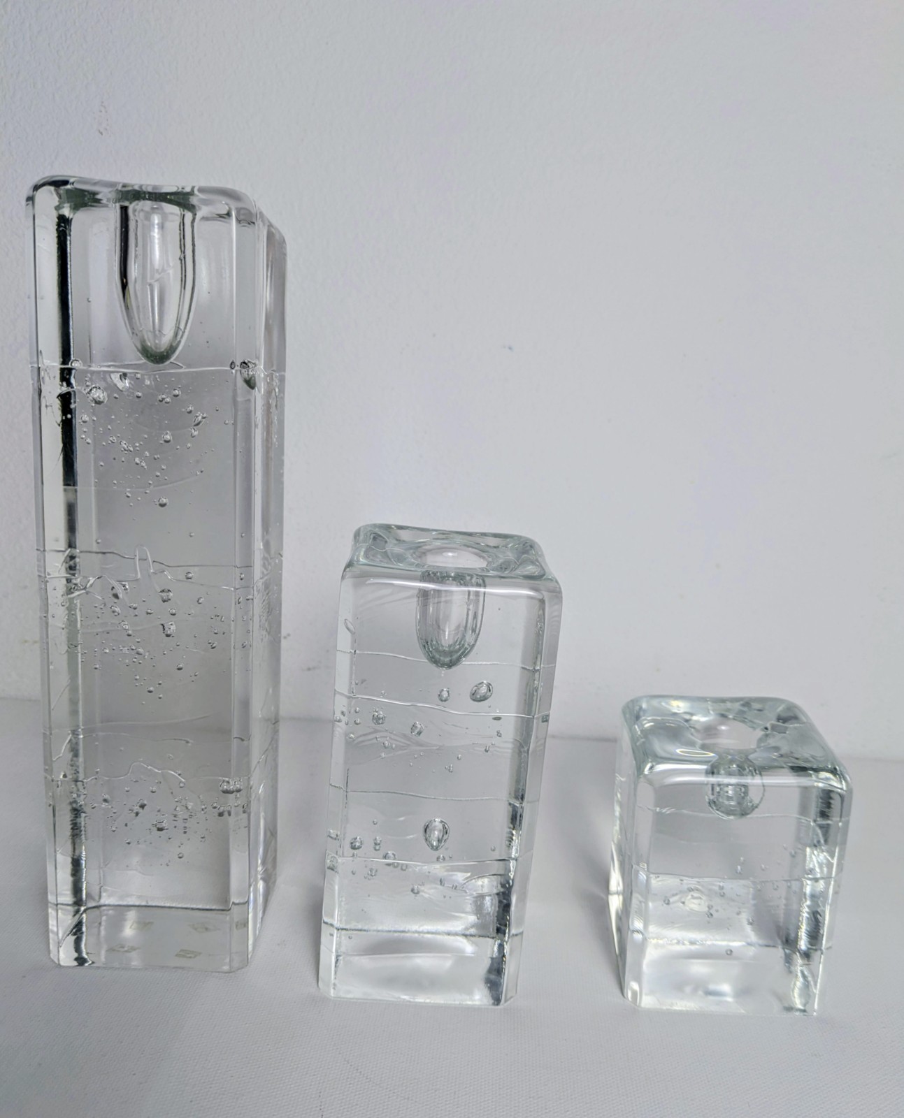 Timo Sarpaneva For Iittala Set of 3 Arkipelago Glass Candlesticks Finland EUC