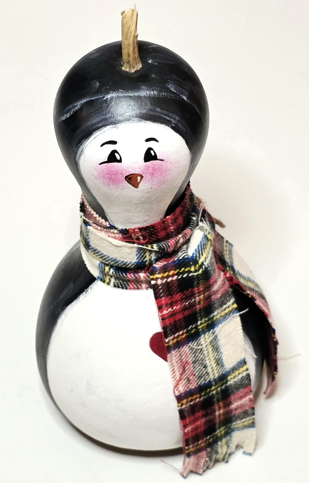 Vtg Hand Painted Gourd Bird Penguin Kitsch Folk Art Decor Signed 12x6 Susie B