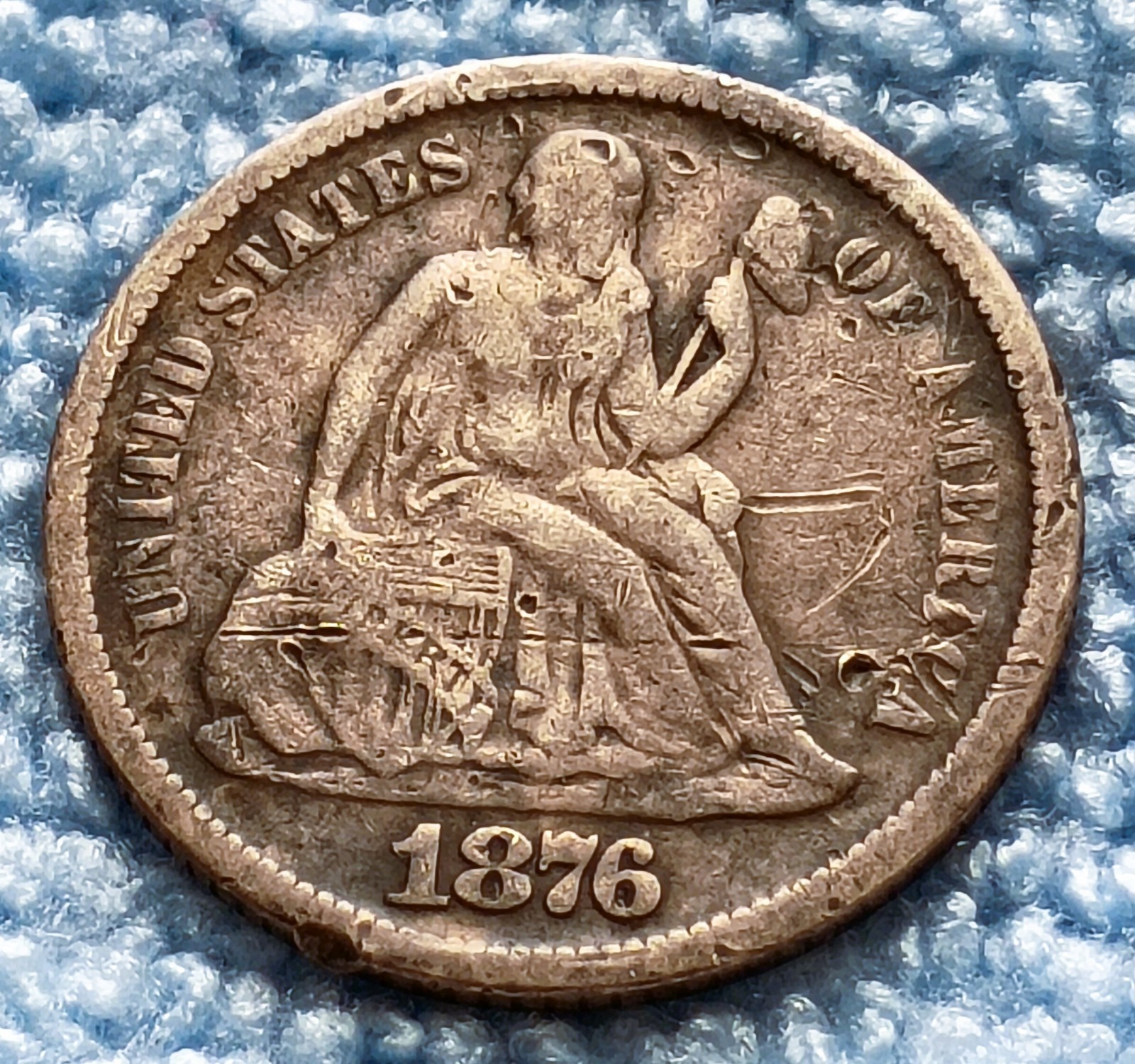 1876-S Seated Liberty Silver Dime