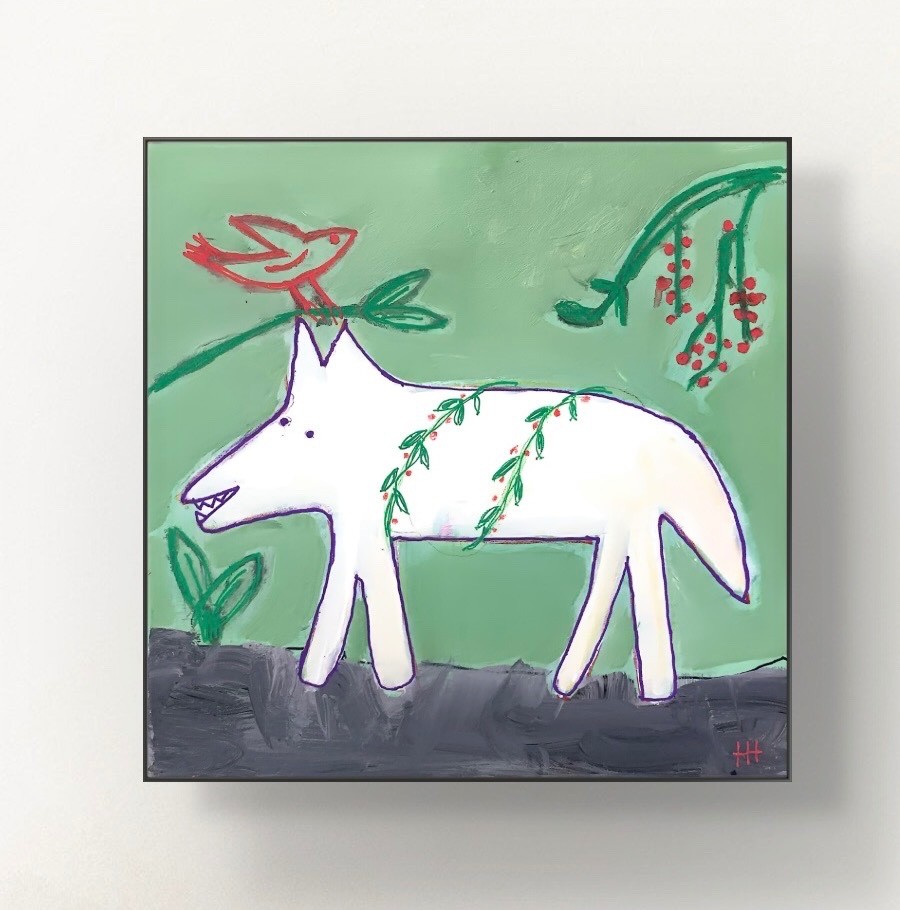 Hammond Original Expressionist Abstract Wolf Acrylic 12x12 Canvas Hammond Original Expressionist Abstract Wolf Acrylic 12x12 Canvas