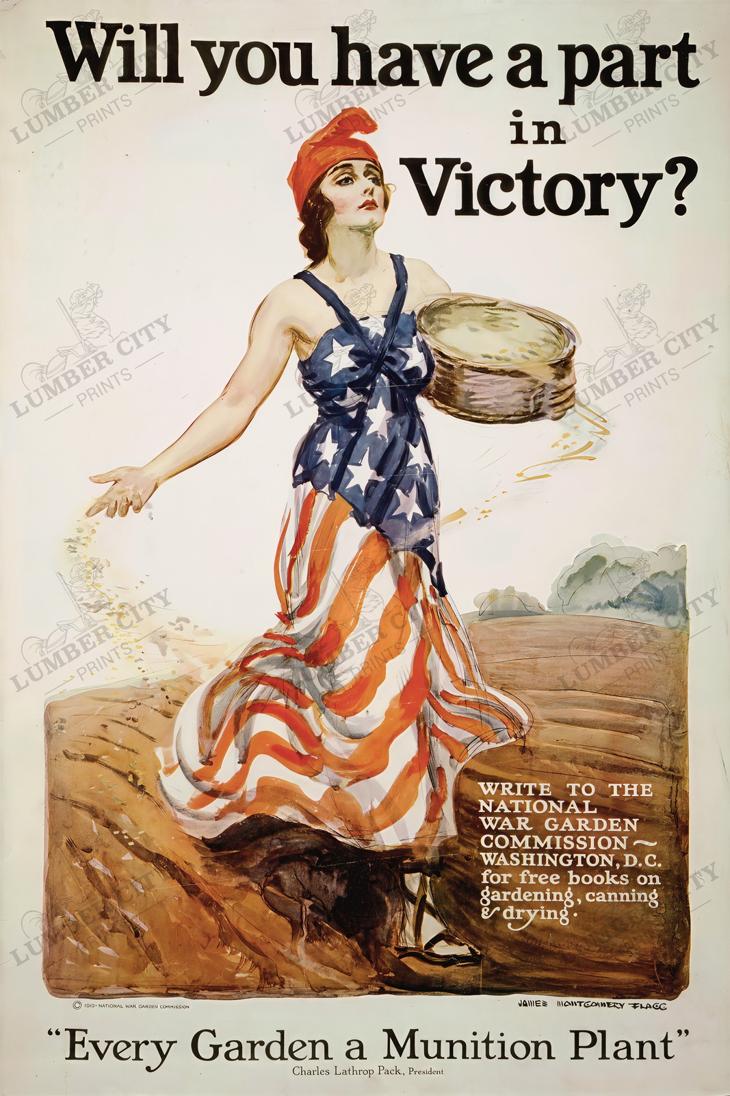 1918 WWI James Flagg War Garden Victory America Poster Print Wall Art