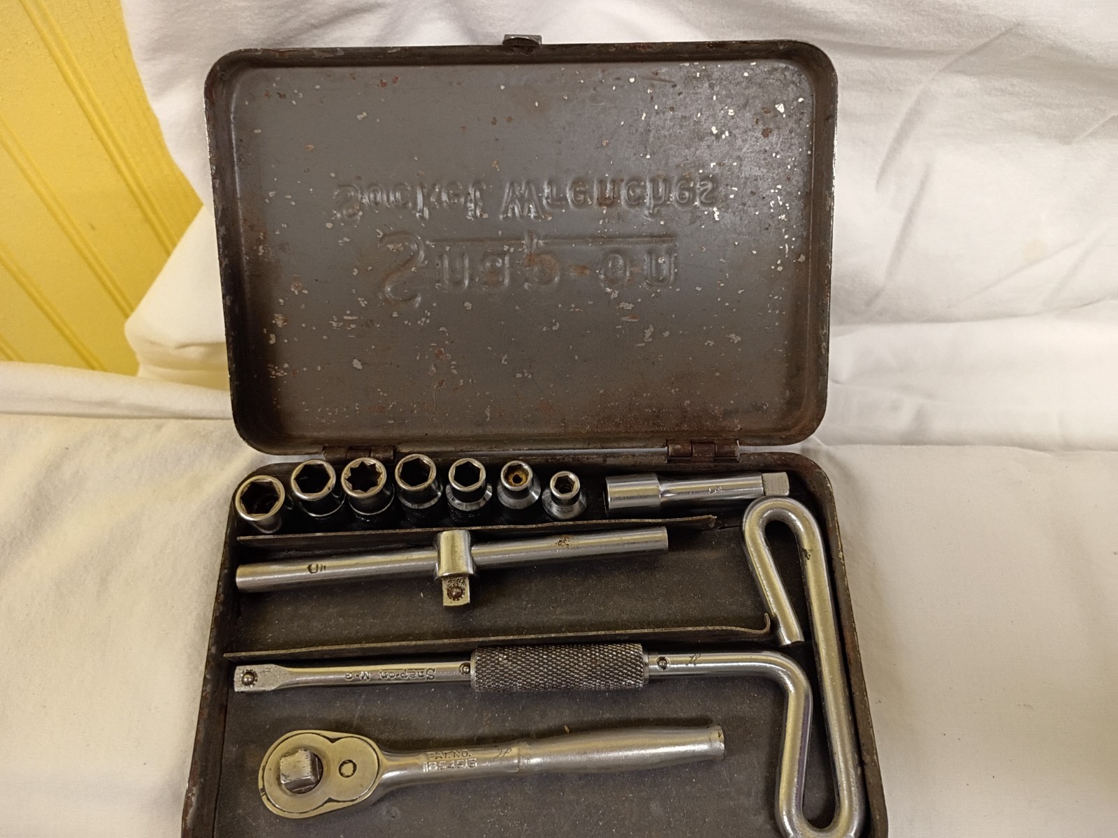 VINTAGE Snap-On Midget 9 3/8 Speed Handle, Ratchet, Slide Bar, Sockets and Case