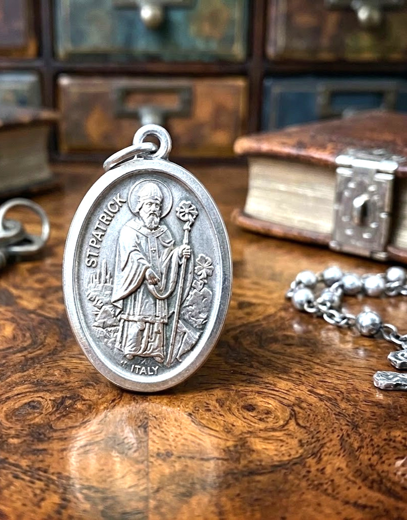 Vintage St. Patrick & St. Bridget (Brigid of Ireland) Medal Pendant Patron Saint