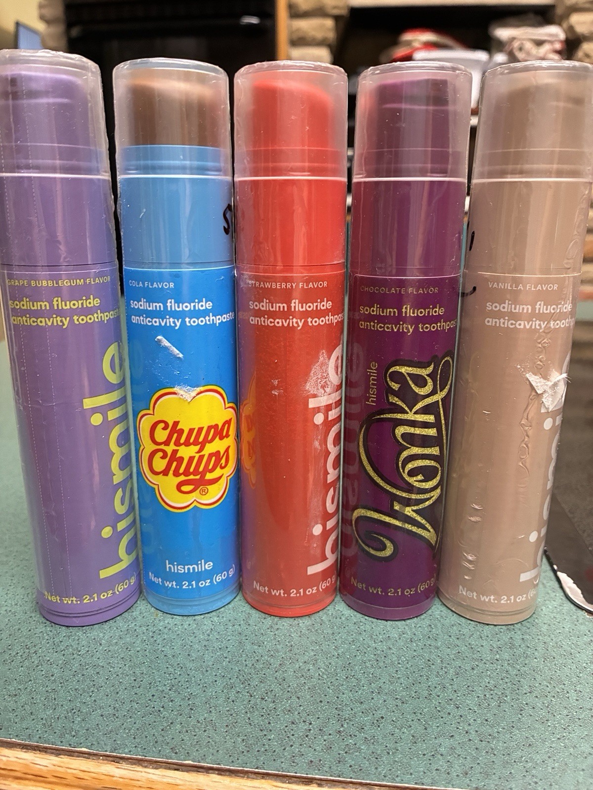 Lot Of 5 Different Flavors Hismile Toothpaste Fluoride Wonka Vanilla Chupa Chups