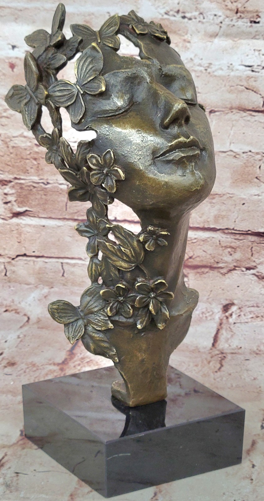 Salvador Dali Relaxed Woman With Butterfly 100% Real Bronze Sculpture Statue