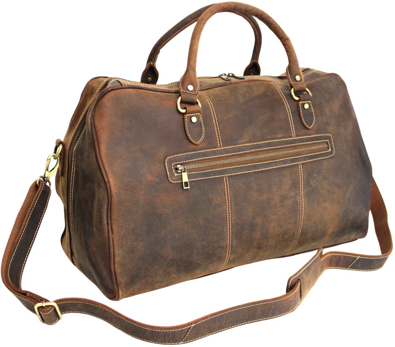 Weekender Bag, Large Genuine leather Travel Duffel Bag  Carry on Overnight Bag