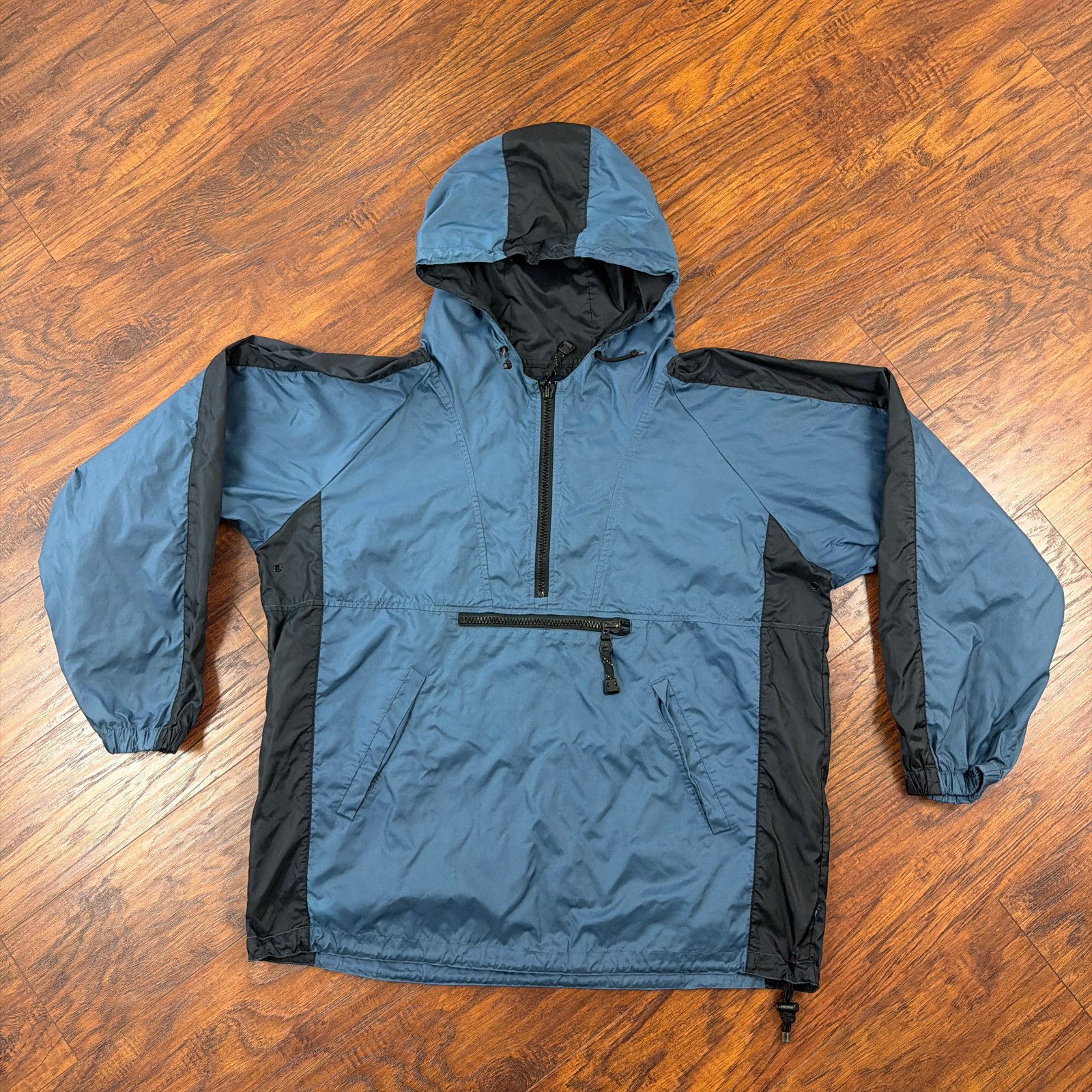 VINTAGE Gap Jacket Mens L Blue Nylon Anorak Hooded 1/2 Zip Windbreaker 90s USA