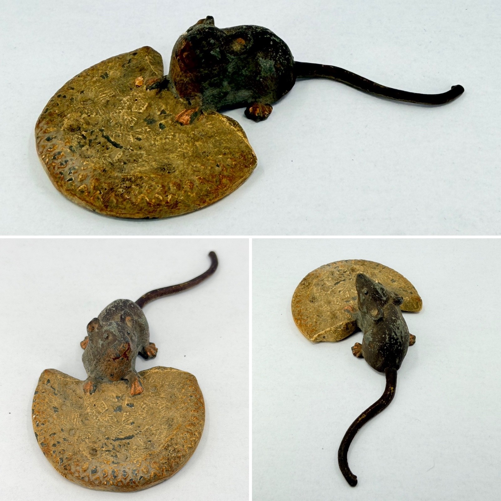 Antique Star Brand Biscuit Advertising Figural Mouse Cast Iron Paperweight