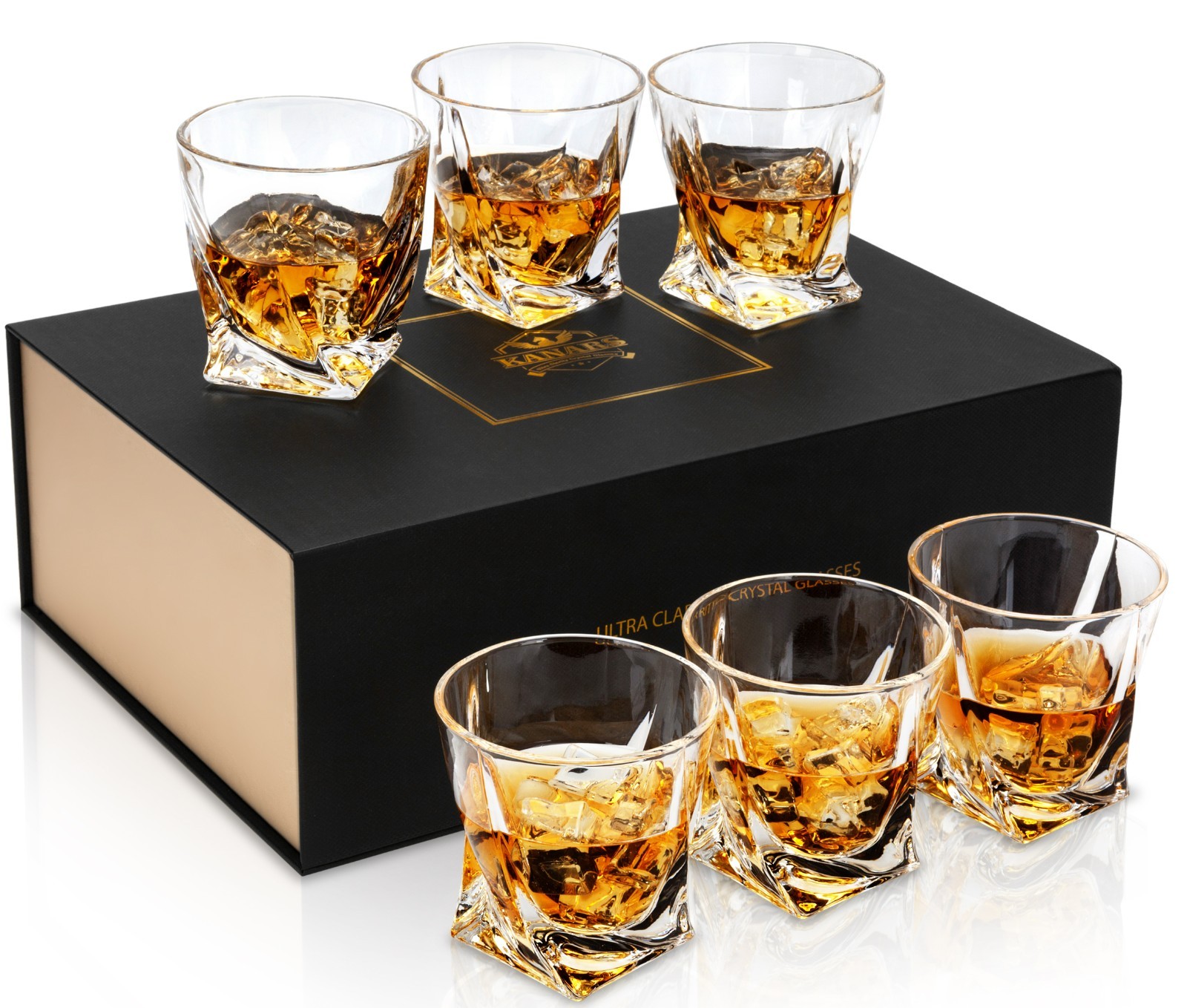 KANARS Old Fashioned Whiskey Glasses Set of 6 Crystal Glass Tumbler 10 oz