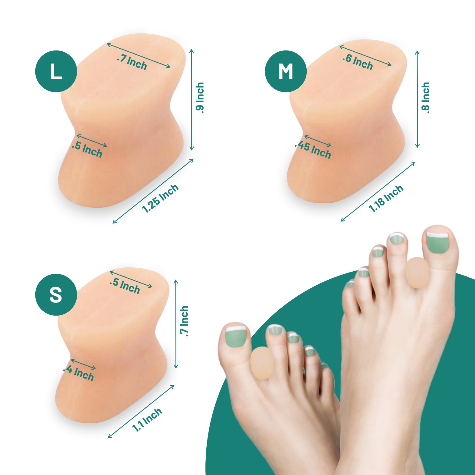 Silicone GEL Toe Spacer Toe Separators Bunion Corrector Hallux No Loop USA BONUS