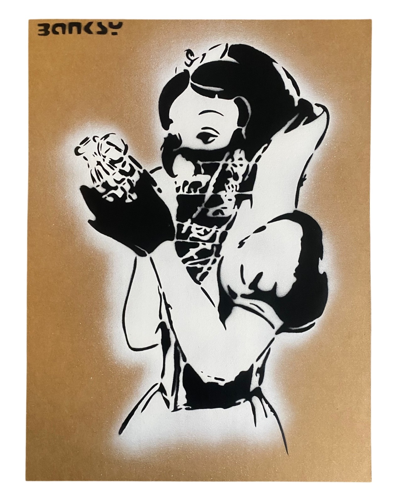 Banksy 2015 Rare stencil Dismaland Original Painting Stamped Banksy 2015 Rare stencil Dismaland Original Painting Stamped