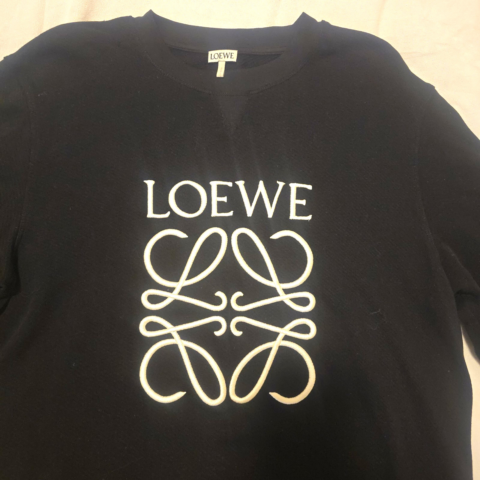Loewe Black Crew Neck Pullover Sweatshirt XL Long Sleeve Logo *small hole