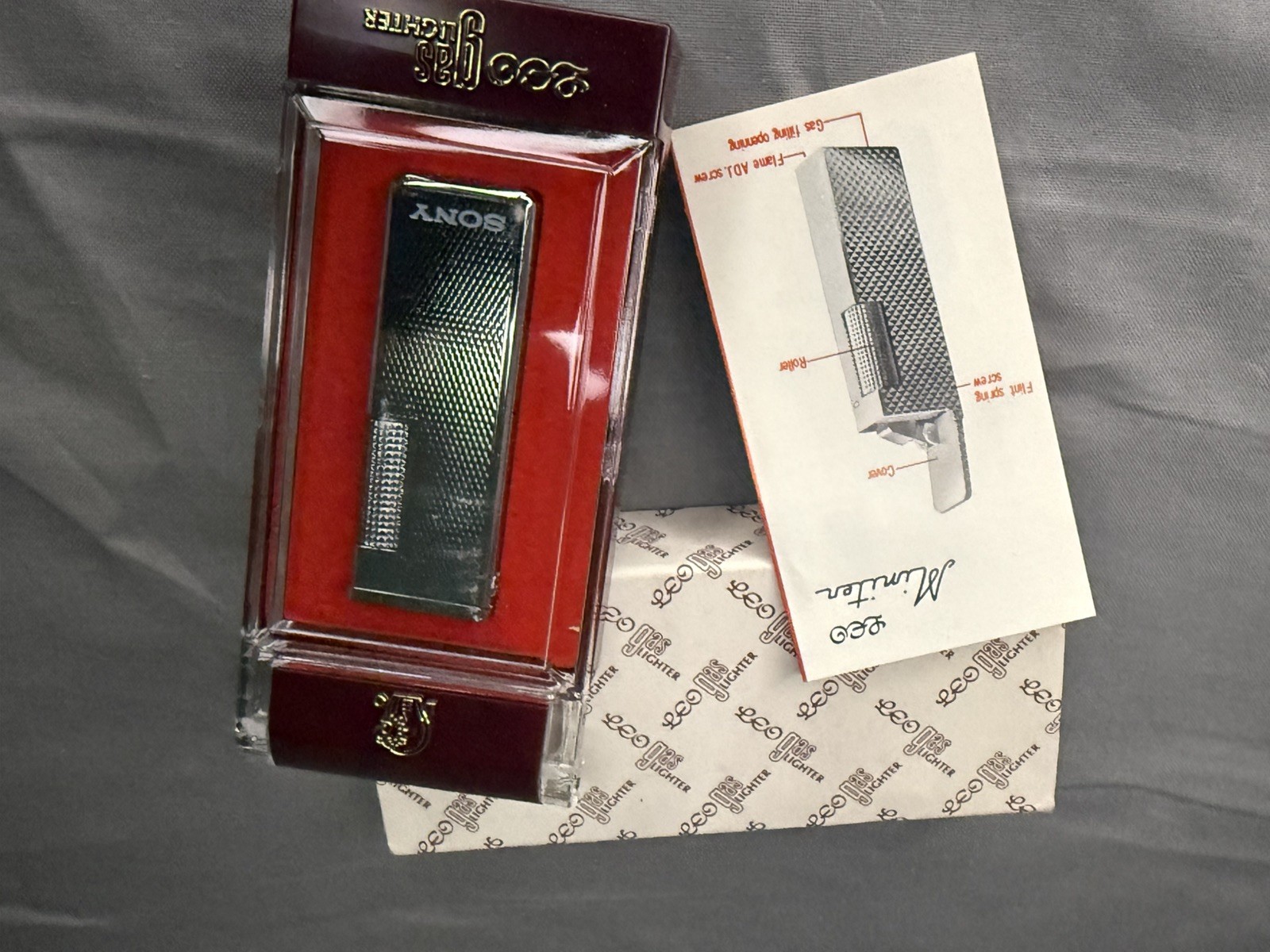 Vintage NOS Sony LEO Butane Gas Lighter - Original Boxed Promo, Chrome Japan 