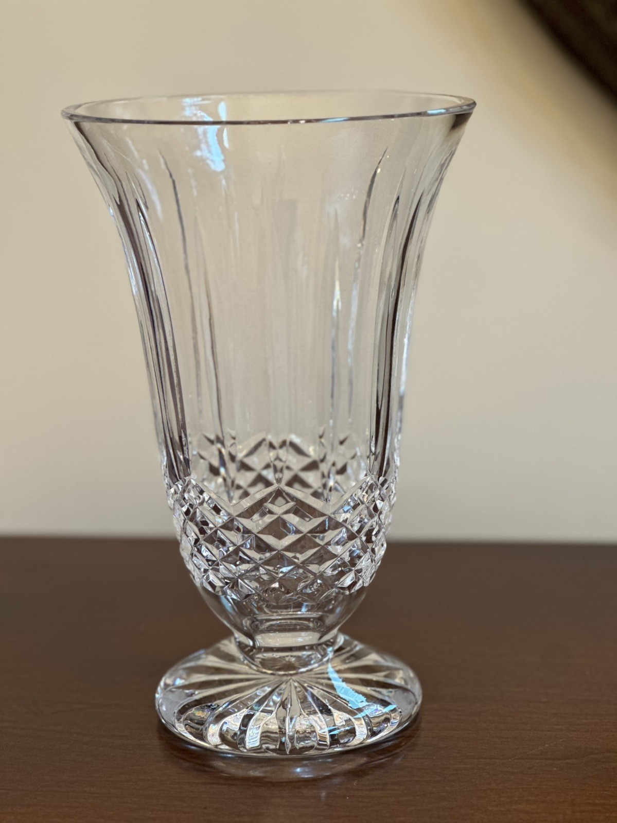 Waterford Crystal Lismore 10 in Flared Footed Vase Vintage Signed Ireland 50s-86