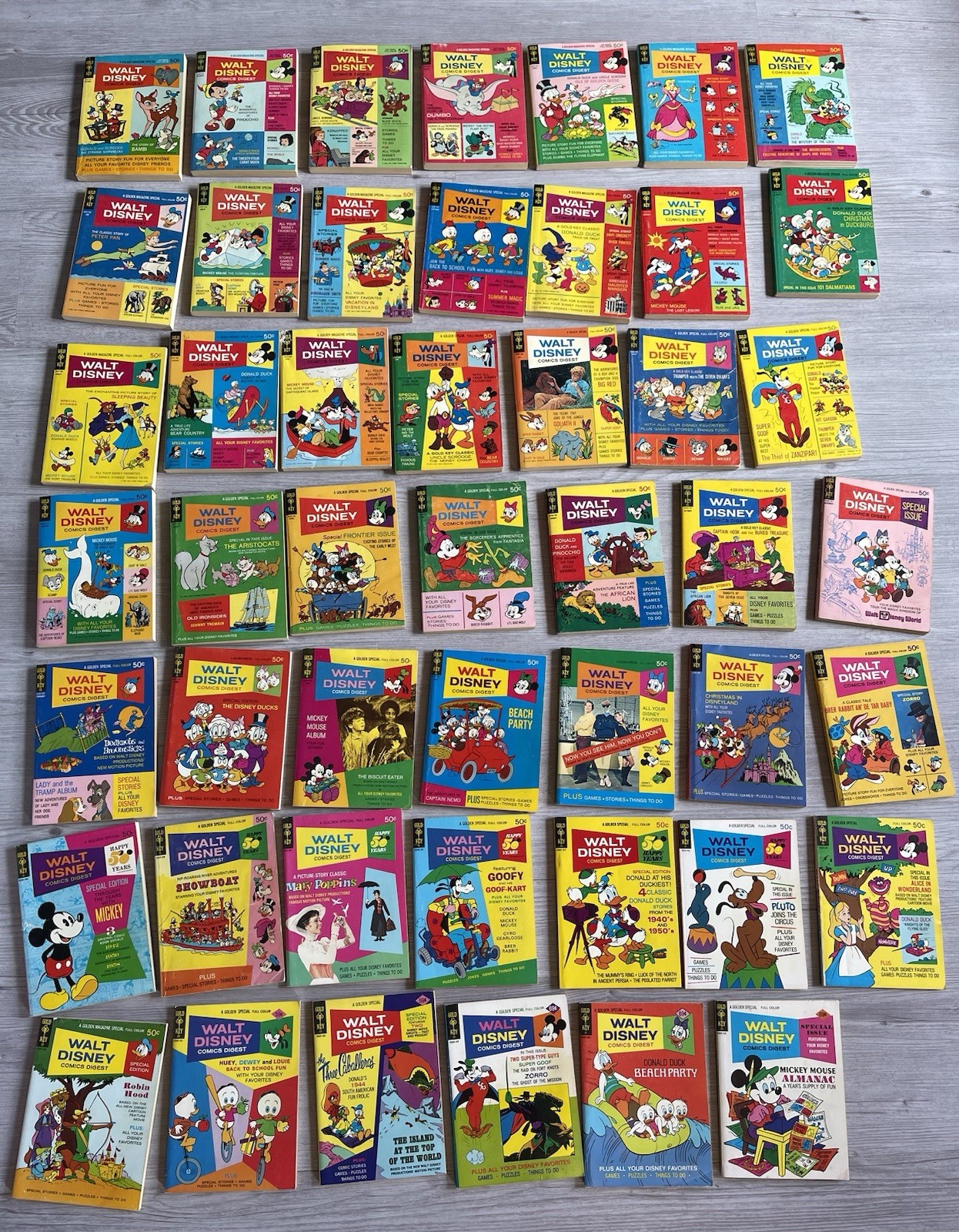 Vintage Walt Disney Comics Digest Gold Key Large Lot 48 Total Comics 1960s 1970s