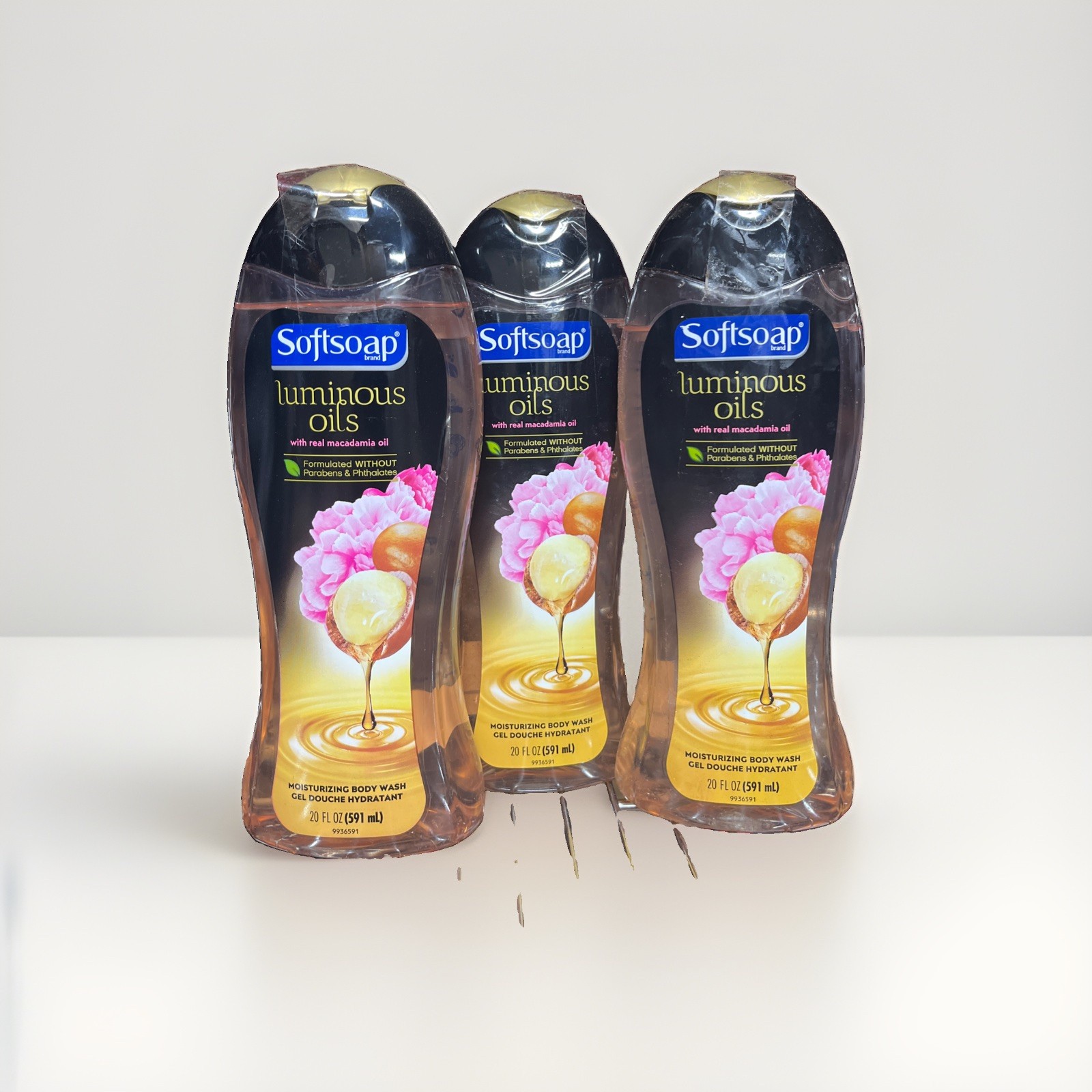 Softsoap Luminous Oils Body Wash Macadamia Oil & Peony 20 fl oz Pack of 3 New