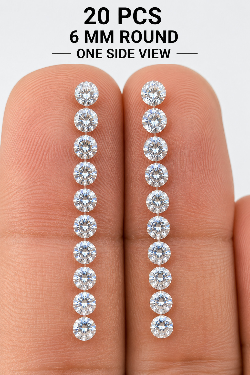20 Pcs Natural White Diamond 6MM Round Cut VVS1 D Color Certified Loose Gems