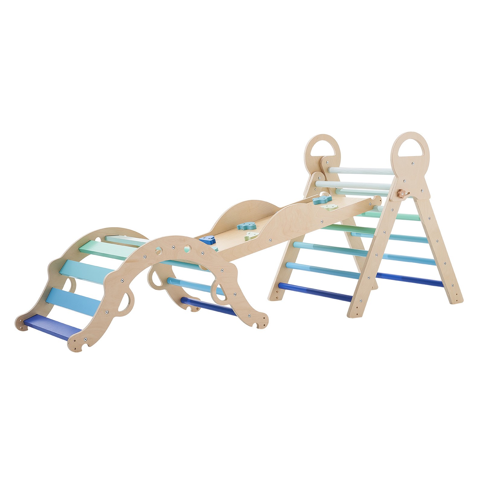 Pikler Triangle Set 9-in-1 Foldable Montessori Climber with Cushion