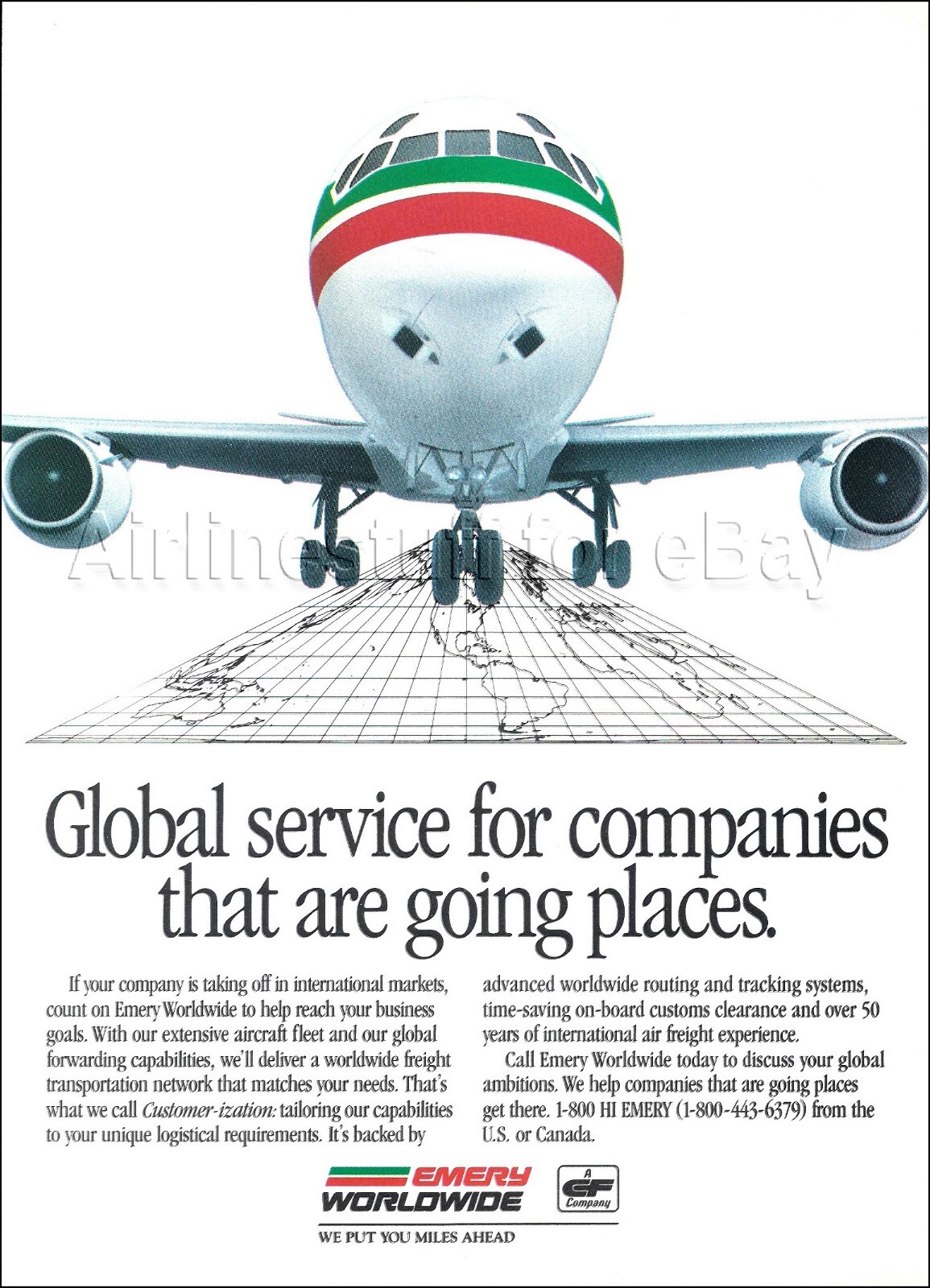 1996 EMERY Worldwide Air Freight DOUGLAS DC-8-73 ad CARGO airlines advert